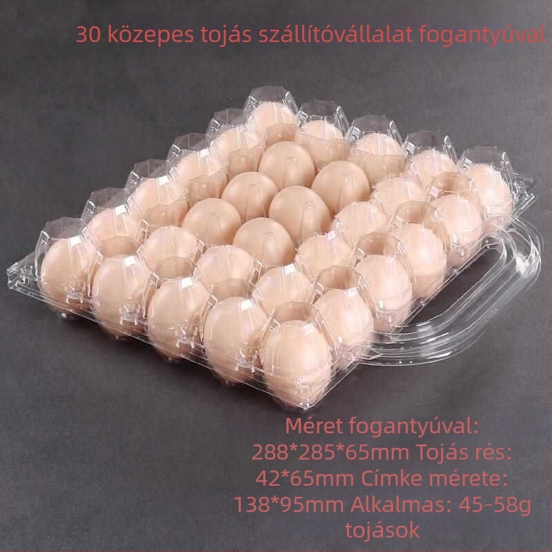 Kézben tartható egyszer használatos műanyag tojásdoboz átlátszó blisteres csomagolással