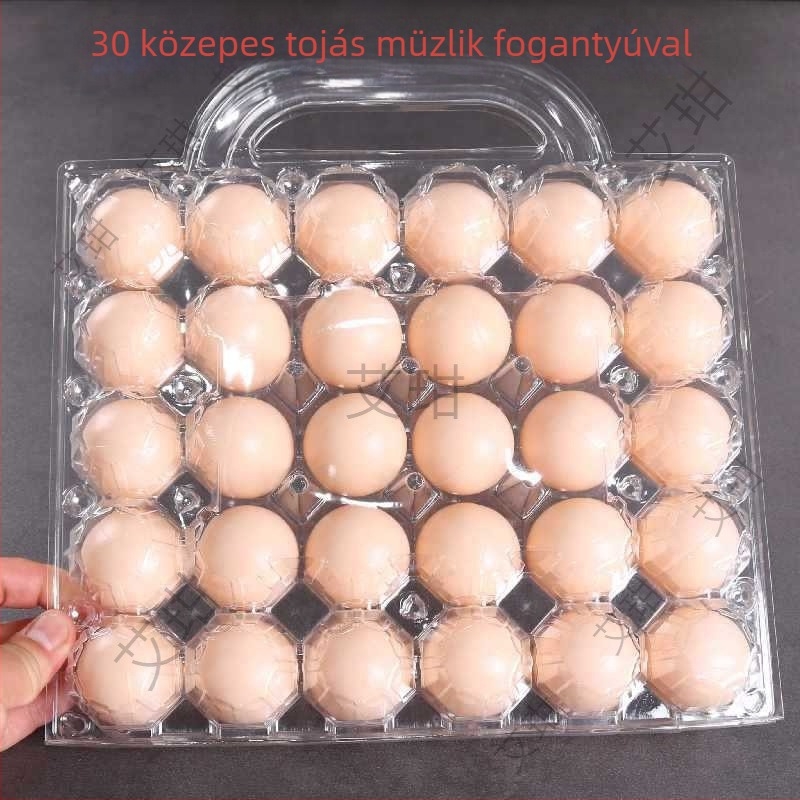Kézben tartható egyszer használatos műanyag tojásdoboz átlátszó blisteres csomagolással