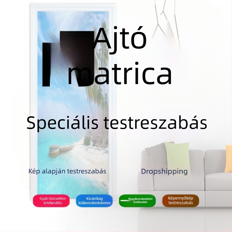Ajtó- és hűtőszekrény falidekor; testreszabható fényképekről vagy képernyőképekről; modern minimalista stílus.