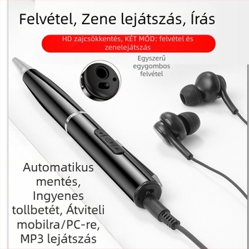 Toll alakú hangrögzítő, egygombos felvétel, 5 órás felvételi idő, USB 2.0 átviteli interfész, TF-kártya támogatás