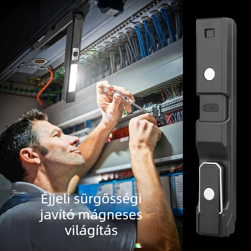 LED munka lámpa Type-C mérőszalaggal, 10W, IP65, 360° megvilágítás