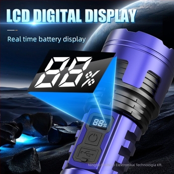 PIBINGO Wh-115b kézhez tartható zseblámpa teleszkópos fókuszú, 10W LED, 500 lm, 200 m hatótáv, 18650 akkumulátor, IP44