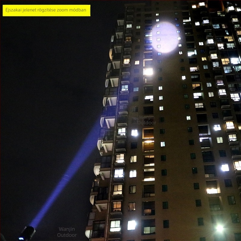 P70 USB töltésű zseblámpa, alumíniumötvözet test, 3000mAh 26650 akkumulátor, 20W, 200–500 m hatótáv, 360° forgás