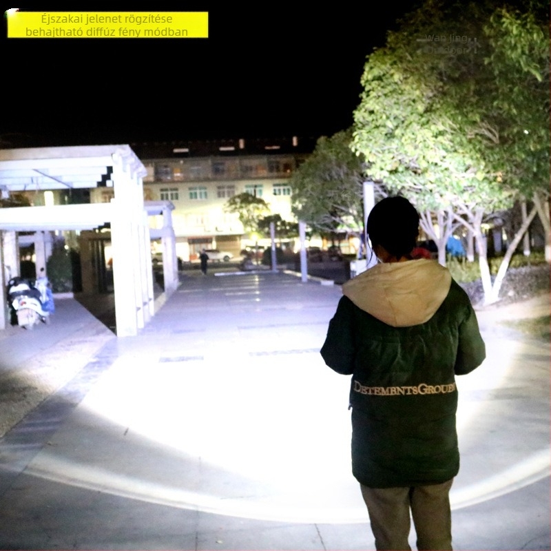 P70 USB töltésű zseblámpa, alumíniumötvözet test, 3000mAh 26650 akkumulátor, 20W, 200–500 m hatótáv, 360° forgás