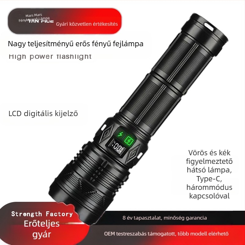 Kültéri COB LED munka lámpa, hordozható, 6000 mAh, 30 W, hatótávolság >500 m, üzemidő 4–7 óra, kézi generátorral