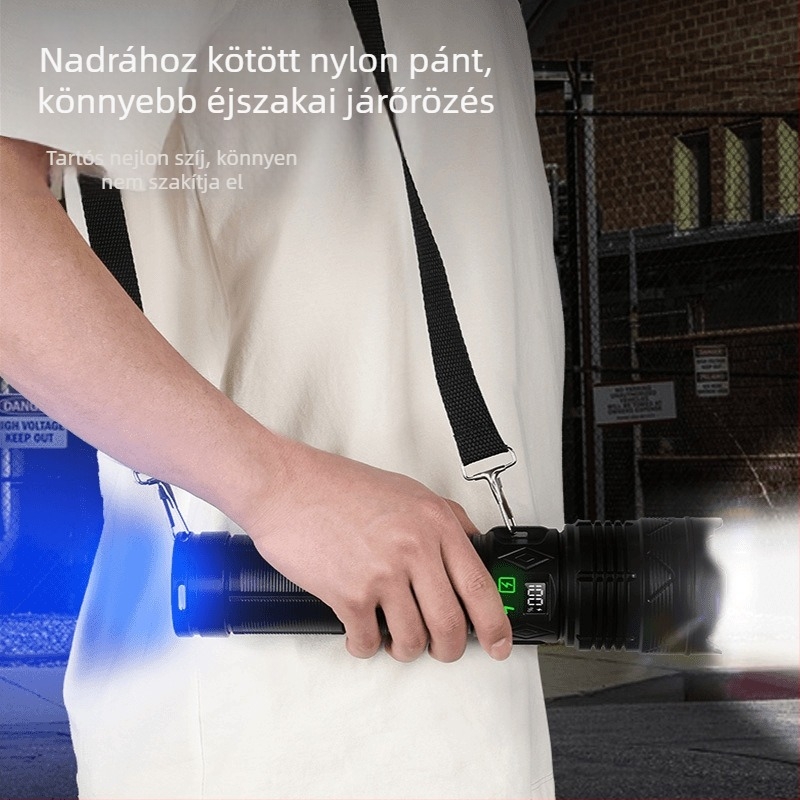 Kültéri COB LED munka lámpa, hordozható, 6000 mAh, 30 W, hatótávolság >500 m, üzemidő 4–7 óra, kézi generátorral