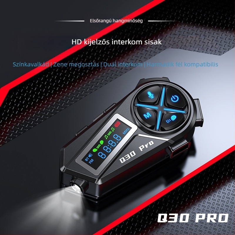 Motorkerékpár sisak Bluetooth headset beépített mikrofonnal, 22 órás üzemidő, 10 m hatótávolság, Bluetooth 5.4, sztereó hang, fél- és teljes sisakhoz