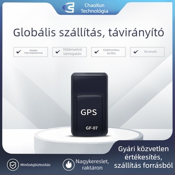 GF07 autó GPS-lokátor telepítés nélkül, beépített antenna, 50 m helymeghatározási pontosság, 100 óra üzemidő, USB tápegység