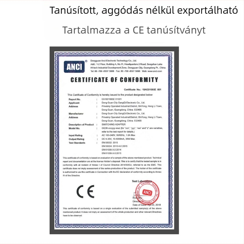 Hong Kong qi DC tápegység, bemenet 100-240 V, testreszabható kimenet, CE/GS/TUV tanúsított, OEM elérhető