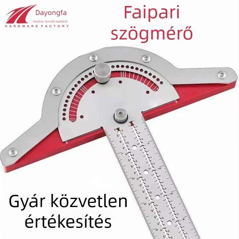 Faipari vonalzó éllel és szögmérővel (Anyag: rozsdamentes acél; Mérő típus: Szögmérő vonalzó; Márka: Other)