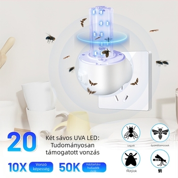 Hordozható háztartási szúnyogirtó lámpa elektromos sokkolóval, újratölthető, csendes