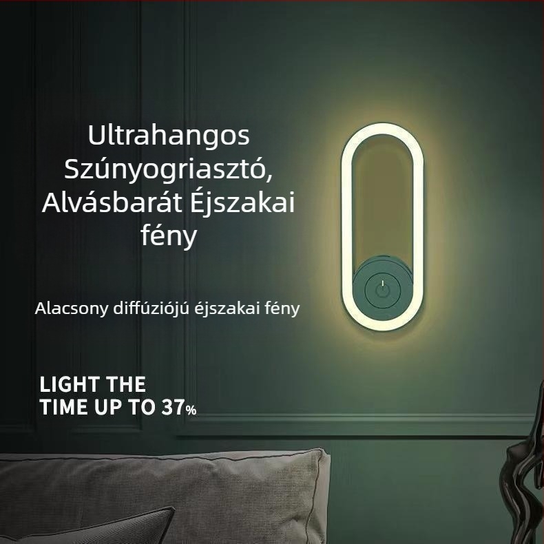 Dugóba ultrahangos szúnyogriasztó lámpa atkák eltávolításával és éjjeli fénnyel, LED, 11–20 m² lefedettség
