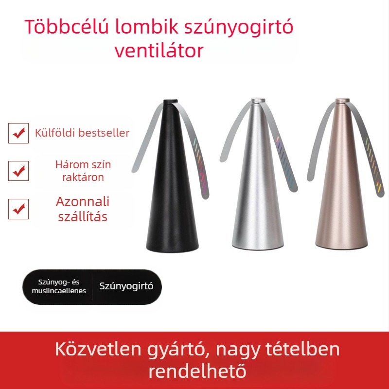 Szúnyog- és rovarriasztó ventilátor, modell S-05, többfunkciós rovarriasztó, hengeralakú kialakítás, 5V, 50Hz, 1.5W