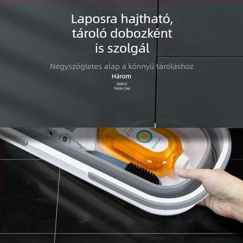 Összecsukható felmosóvödör, érintésmentes kinyomás, téglalap alakú, lapos felmosó, hordozható, szilikon