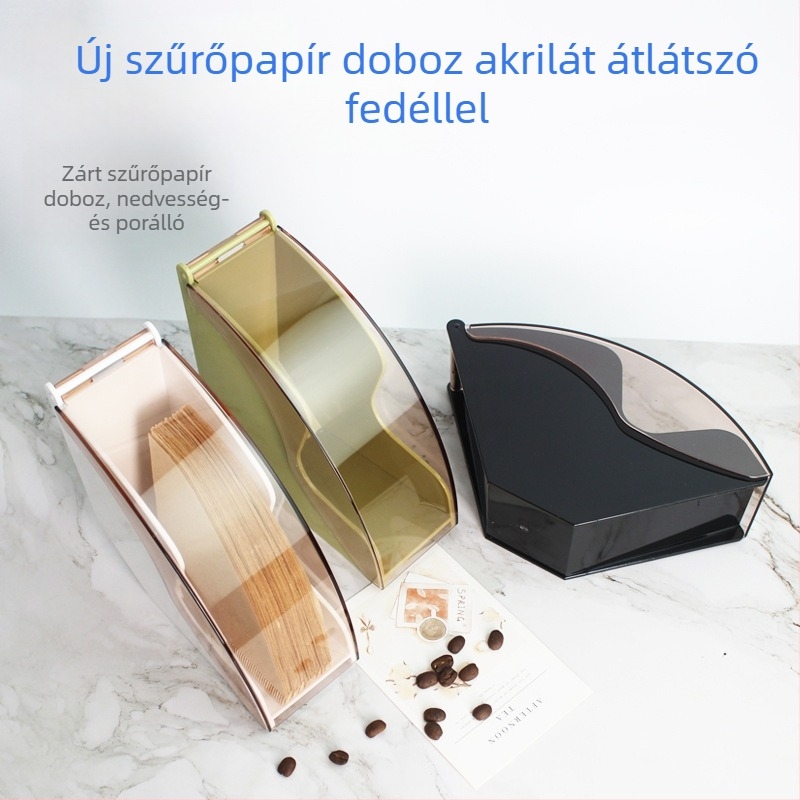 Műanyag porvédett filterpapír doboz V60-es filterpapír tartóval kávézók számára, modern minimál stílus, testreszabható