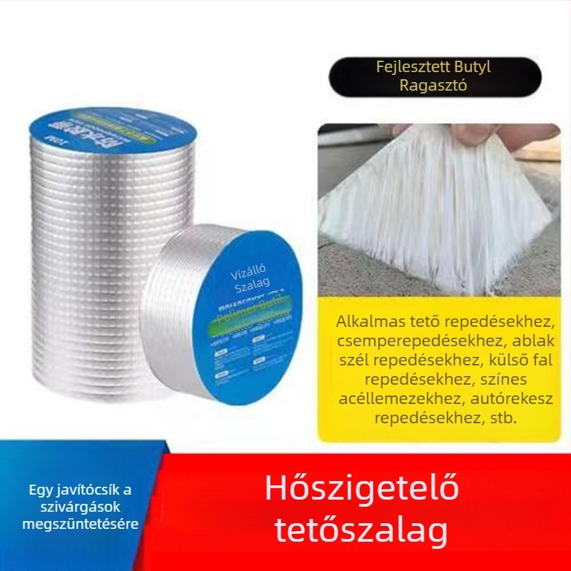 Butyl vízálló szalag – Önállóan tapadó tömítő tetőfedéshez, fémlemezekhez és csövekhez, 1 mm vastagság, -10°C–60°C hőmérséklet-tartomány, magas viszkozitás