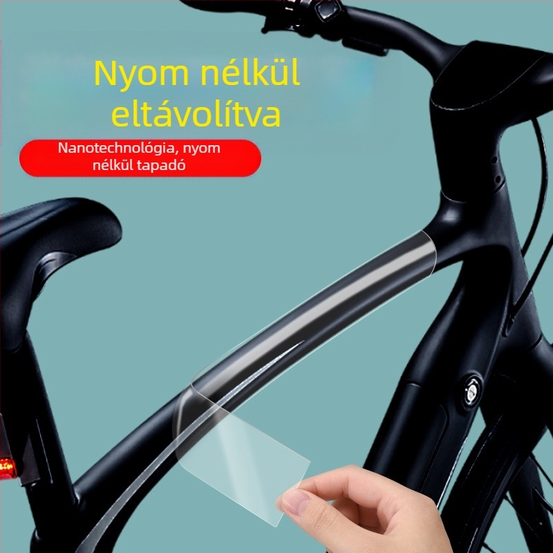 Kerékpárvázvédő fólia – átlátszó, karcolásálló és vízálló, akril ragasztóval és nano ragasztó rendszerrel, 0,5 mm vastagság