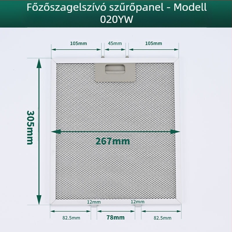 Elszívó szűrő – kihúzható, rozsdamentes acélból, hajtogatható és mosható szűrő alumínium hálóval, modell MH-020YW, felületre szerelés