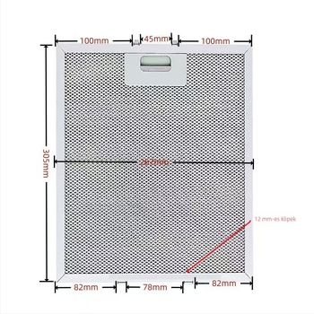 Univerzális konyhai olajháló szűrő a párát elszívóhoz, rozsdamentes acél háló, 001-es modell, olajleválasztó