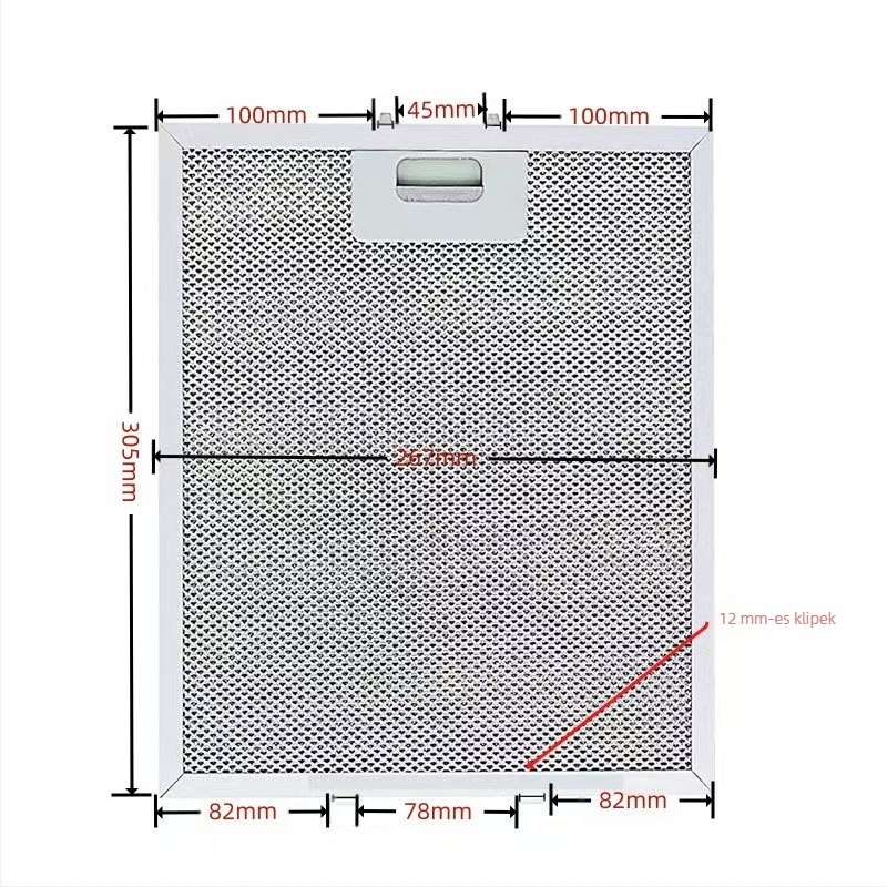 Univerzális konyhai olajháló szűrő a párát elszívóhoz, rozsdamentes acél háló, 001-es modell, olajleválasztó