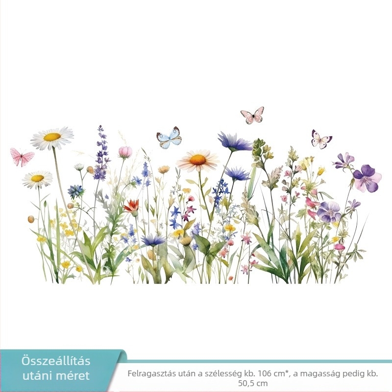 Fali matrica – növény-virág mintázat, PVC, vízálló, nappali és hálószoba, modern minimalista stílus (PVC, növény-virág minta, vízálló, nappali/hálózoba, 1 darab)