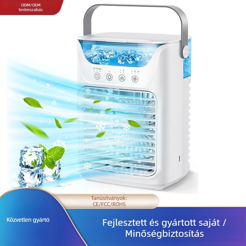USB-töltésű léghűtő víz- és jégkeringéssel, 6 lapát, 3 sebesség, halk működés