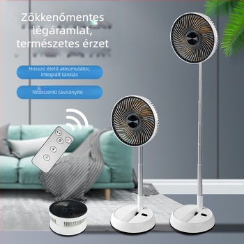 2-in-1 asztali és álló ventilátor oszcillációval és távirányítással, brushless motor, beépített 4000–6000 mAh akkumulátor, zaj alatt 36 dB