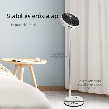 2-in-1 asztali és álló ventilátor oszcillációval és távirányítással, brushless motor, beépített 4000–6000 mAh akkumulátor, zaj alatt 36 dB