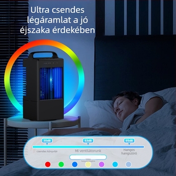 USB-asztali ködösítő ventilátor, brushless motor, 3 sebesség, érintéses vezérlés, zaj 45–50 dB