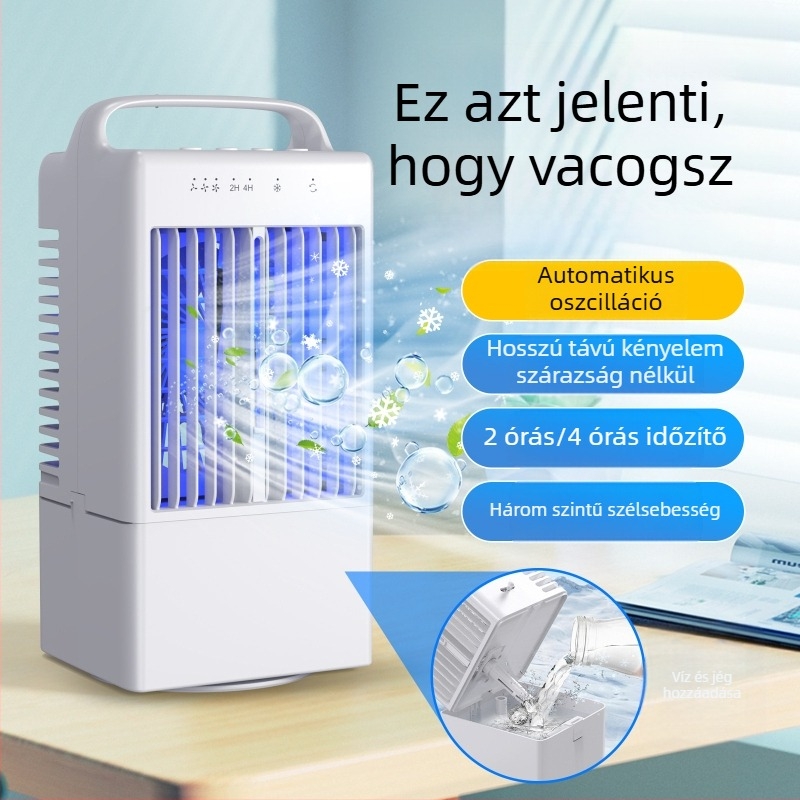 USB-asztali ködösítő ventilátor, brushless motor, 3 sebesség, érintéses vezérlés, zaj 45–50 dB