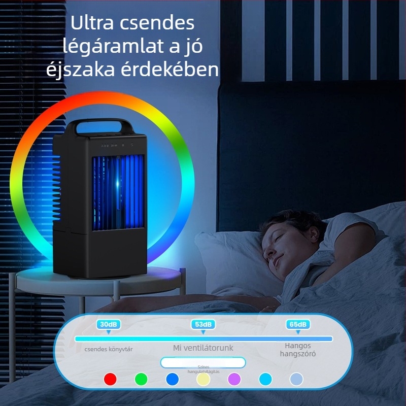 USB-asztali ködösítő ventilátor, brushless motor, 3 sebesség, érintéses vezérlés, zaj 45–50 dB