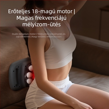 Perkusz masszírozó 6 fejjel, kefés motor, 5+ sebesség, beépített akkumulátor 1200–2000 mAh, üzemidő 3–6 óra