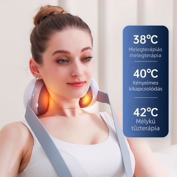Nyaki masszírozó vibrációval és meleg kompresszióval, USB táplálású, összecsukható