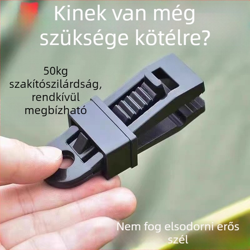 Többcélú szélvédő zsinórklipsz sátorokhoz és árnyékoló hálókhoz – rögzítőklipsz PP műanyag