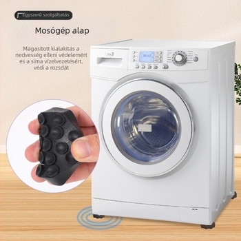 Mosógép talpbetétek emelő alappal – csúszásmentes, ütéscsillapító,  műanyag, mosógéphez és hűtőhöz