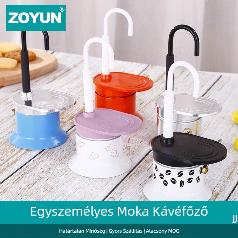 Moka pot alumíniumötvözetből, 50 ml, hordozható kültéri használatra, mini egycsészés kávéfőző, testreszabható