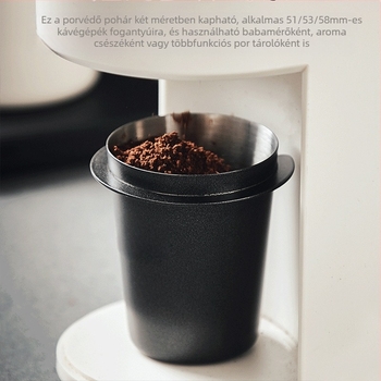 Espresso gép porgyűjtő pohár, 304 rozsdamentes acél, invertált dizájn, poros pohár csatlakozó