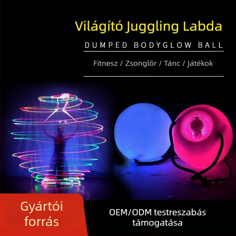 LED világító hintázó labda Cheer prop – gombbal aktiválható, PVC, félig manuális-félig mechanikus kivitel, villanólabda, nyomtatott logó