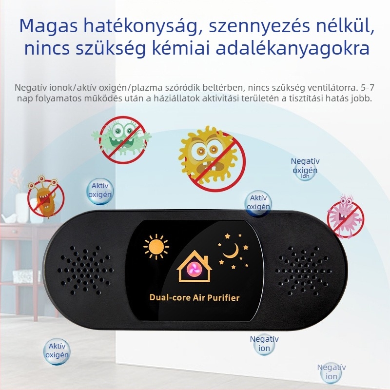 USB-vel működő negatív ionos plazma-ózon duál-központú tisztító kisállatok számára – halk működés, 11–20 m² területre