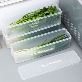 Hűtőszekrényhez való tároló doboz korianderhez és zöldhagymához — nordic stílus, ezüstfém, nem szabványos forma