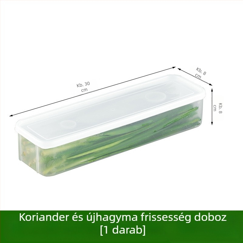 Hűtőszekrényhez való tároló doboz korianderhez és zöldhagymához — nordic stílus, ezüstfém, nem szabványos forma