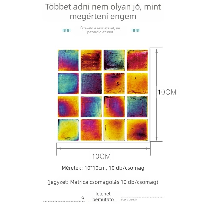 PVC 3D mozaik falimatrica, öntapadós, vízálló, márka E wall/Yiwo, karos mintázat, alkalmas nappalira, hálószobára, dolgozószobára, éttermekbe és kereskedelmi helyiségekre