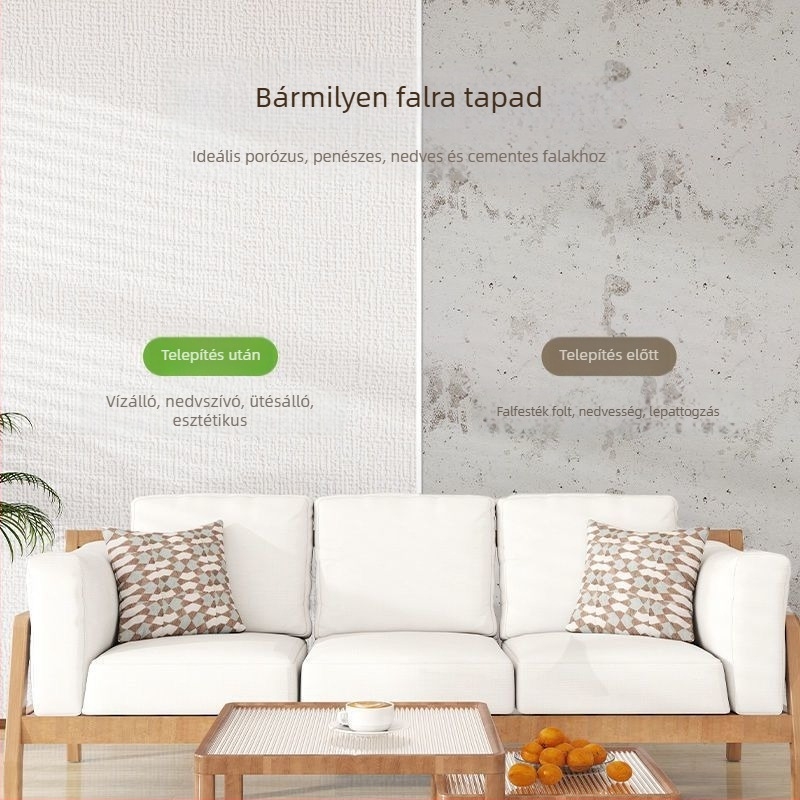 Dekoratív falmatrica, vízálló, öntapadós XPE habból, nappaliba és hálószobába, a fal hibáinak elfedésére, egyszínű minta