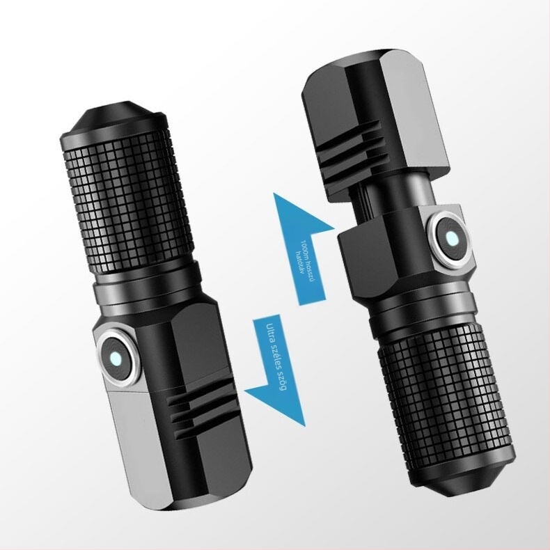 K91 zseblámpa alumíniumötvözetből, 5W, 1800mAh, lézeres fény, Type-C töltés, 200–500 m hatótáv