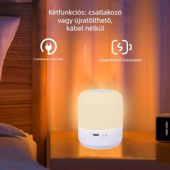 LED kempinglámpa USB-töltésű, 3,7V, 3W, érintéses kapcsoló, éjjeli lámpa az ágy mellé