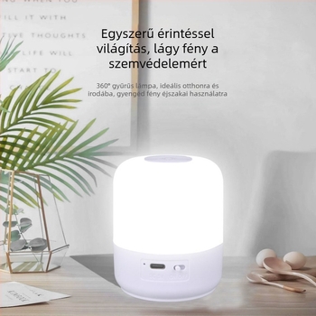 LED kempinglámpa USB-töltésű, 3,7V, 3W, érintéses kapcsoló, éjjeli lámpa az ágy mellé