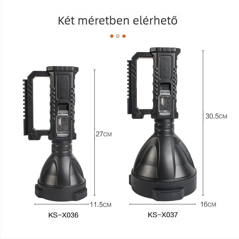 30W LED hordozható reflektor állvánnyal – vízálló, USB tölthető, beépített akkumulátor, kézzel működtethető