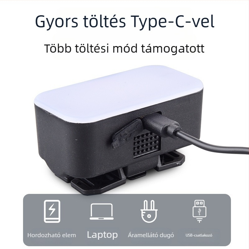 LED fejfény USB töltéssel kültéri használatra – vízálló, 100 m fénysugár-távolság, üzemidő 3 óra