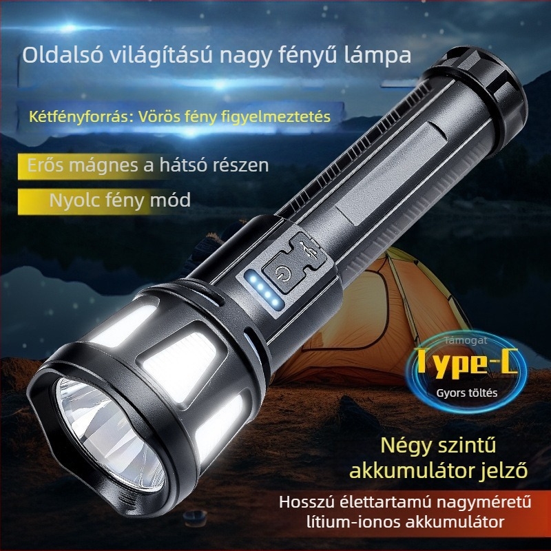 SW Kültéri lézeres zseblámpa, 10W, 1800mAh, hatótáv 200–500m, üzemidő 4–6 óra, újratölthető