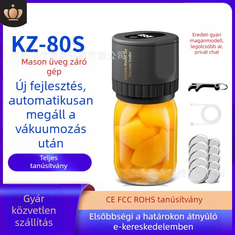 KZ-80 / KZ-80S vákuumzáró készülék üvegekhez, 20W, 6V, beépített akkumulátor